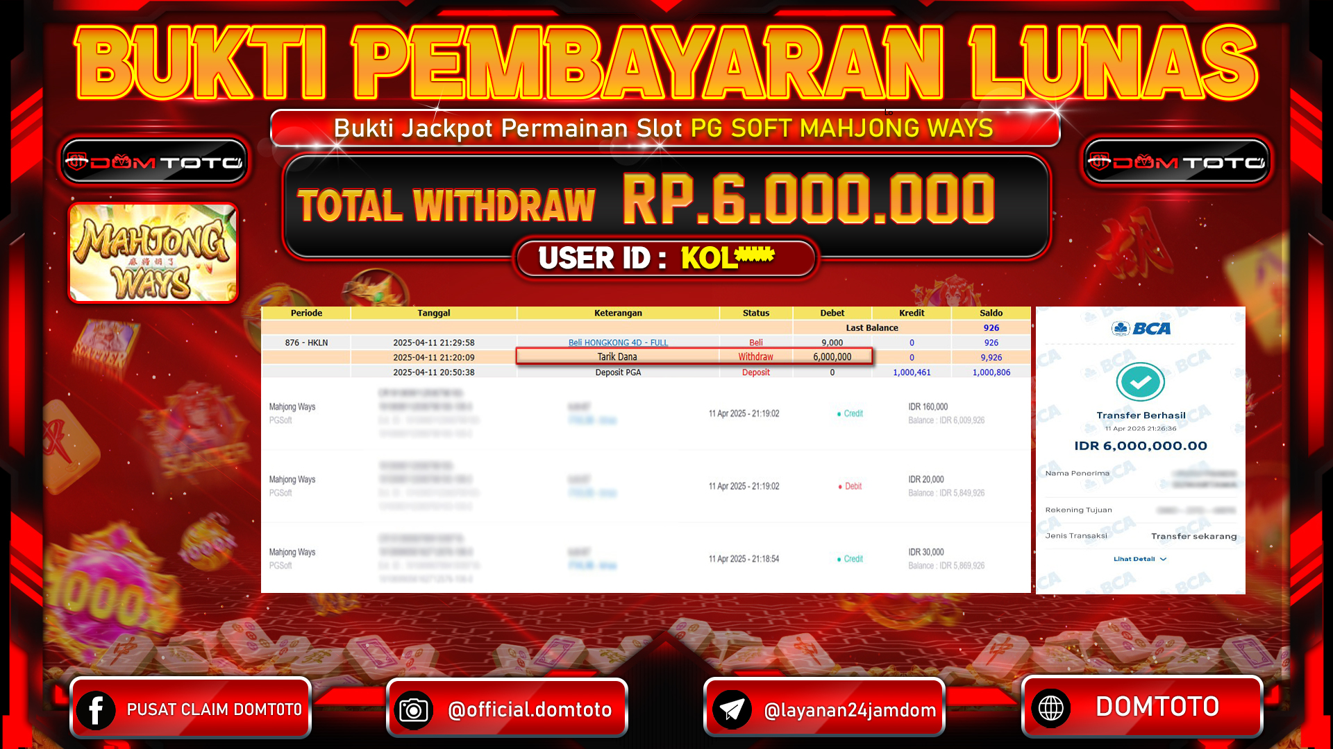 JACKPOT SLOT MAHJONG WAYS 11 APRIL 2025
